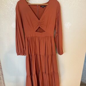 Madewell Terracotta Long Sleeve Dress
